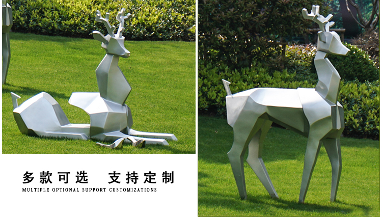 不锈钢景观鹿动物景观雕塑