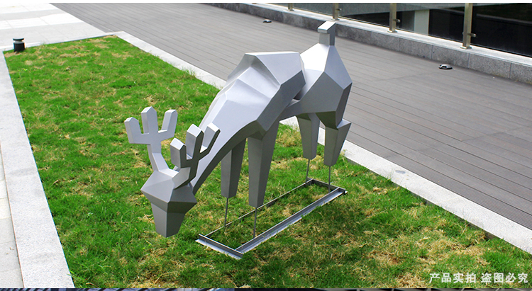 不锈钢景观鹿动物景观雕塑