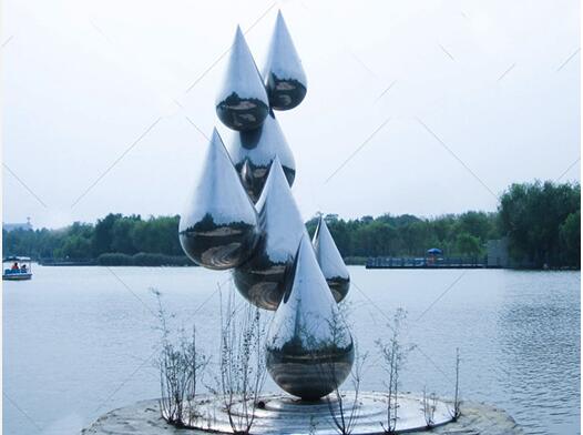 大型水滴造型不锈钢雕塑，品质是生命！
