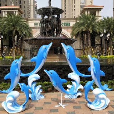 玻璃钢海豚动物景观雕塑
