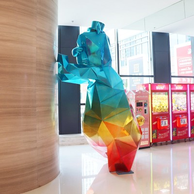 玻璃钢彩虹熊动物商场雕塑