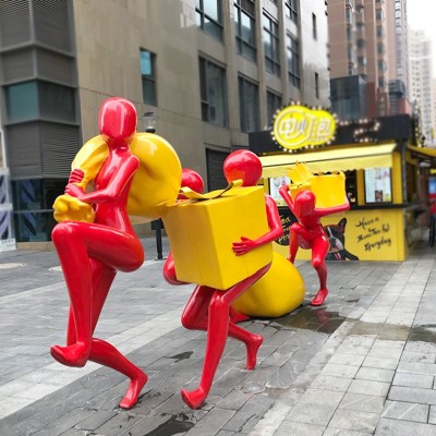 玻璃钢奔跑人物城市景观广场雕塑