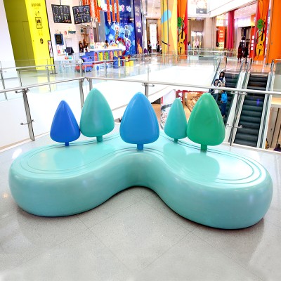 创意玻璃钢心形小树座椅小山靠背户外商场休息凳等候椅