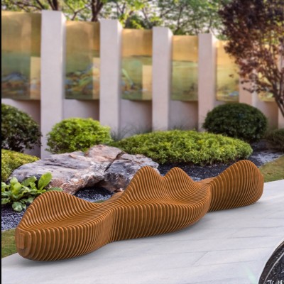 木质异形景观坐凳商场公园广场创意座椅