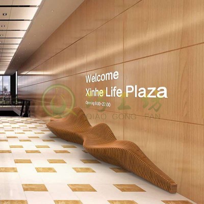 木质走廊街区异形切片坐凳