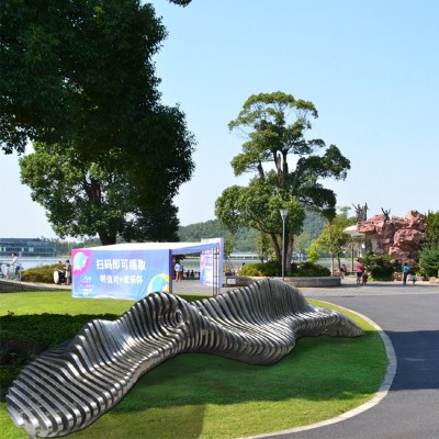 不锈钢切片异形坐凳广场公园艺术休闲座椅