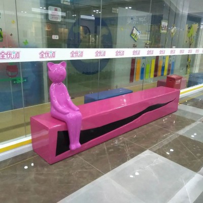 玻璃钢休闲椅商场小猫座椅户外园林景观坐凳