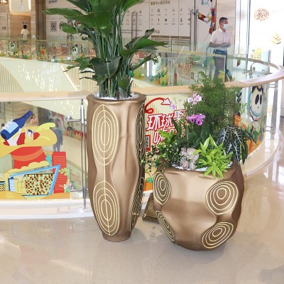 玻璃钢酒店售楼处落地花瓶园林景观装饰花箱