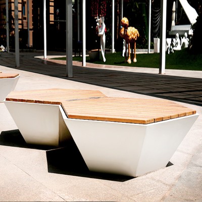 木质面玻璃钢景观菱形坐凳