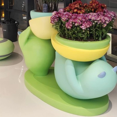 玻璃钢花盆酒店圆形大号组合落地花瓶花器