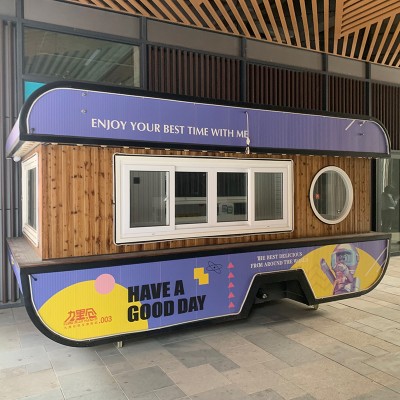 网红街景艺术餐车不锈钢金属摆摊小吃车