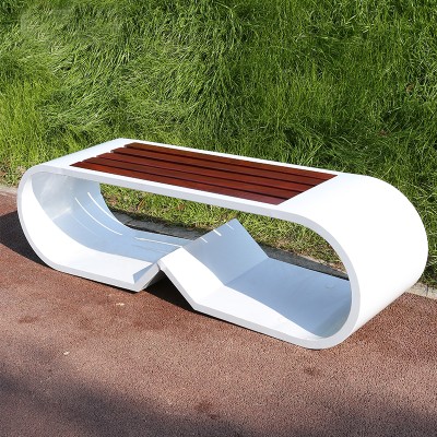 不锈钢防腐木坐凳公园小区创意景观座椅