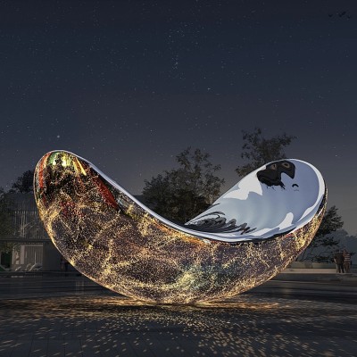 不锈钢镜面水景雕塑大号异形园林景观摆件