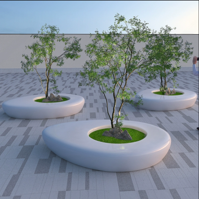 GRC树池花坛坐凳玻璃钢景观异形种植池
