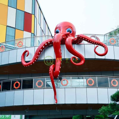 玻璃钢大型章鱼造型雕塑商业广场楼顶景观摆件