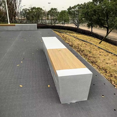 GRC混凝土木面长条坐凳UHPC户外座椅