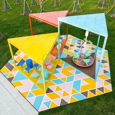 钢结构三角形廊架造型户外金属景观凉亭