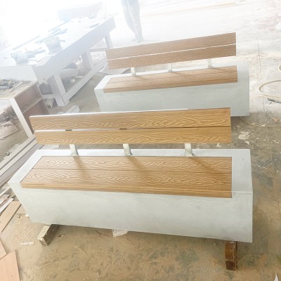 GRC混凝土靠背坐凳防腐木面UHPC长条座椅