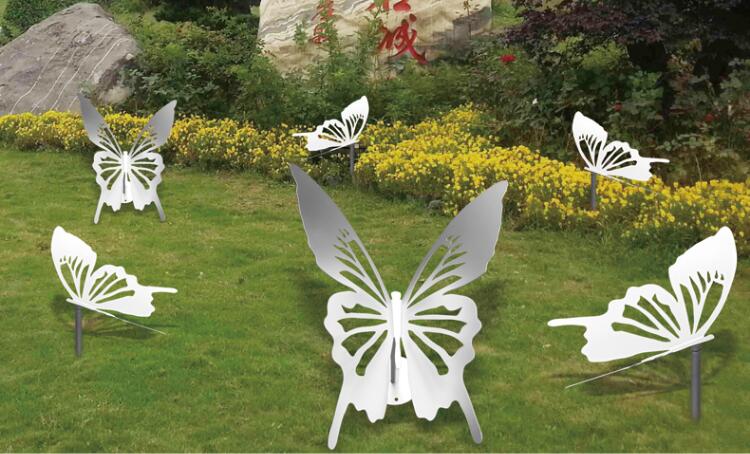 不锈钢蝴蝶摆件，公园花园景观都喜欢摆放的雕塑!