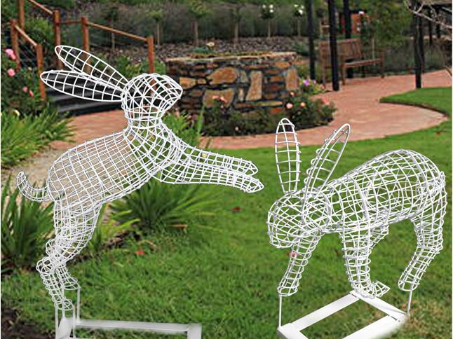 不锈钢兔子镂空雕塑，手工与艺术的相互交融!