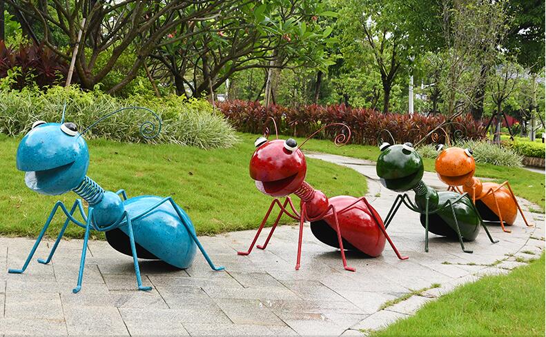 铁艺蚂蚁雕塑，幼儿园楼盘不锈钢昆虫摆件!