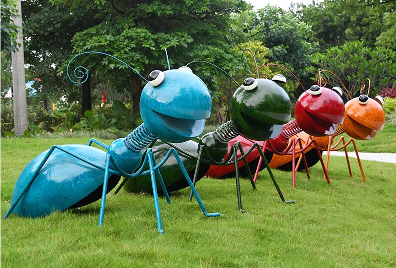铁艺蚂蚁雕塑，幼儿园楼盘不锈钢昆虫摆件!