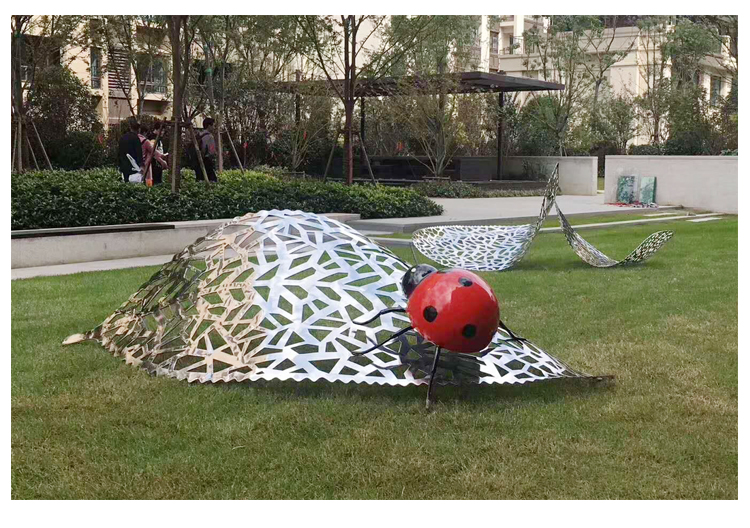 不锈钢瓢虫树叶动物景观广场雕塑
