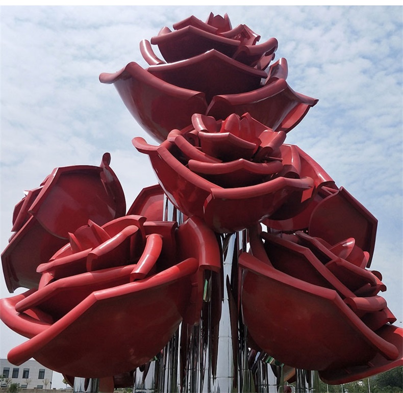不锈钢玫瑰城市景观广场雕塑