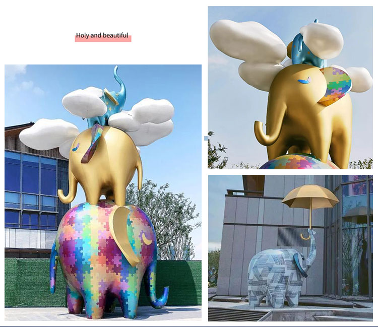 玻璃钢小象动物创意景观广场雕塑