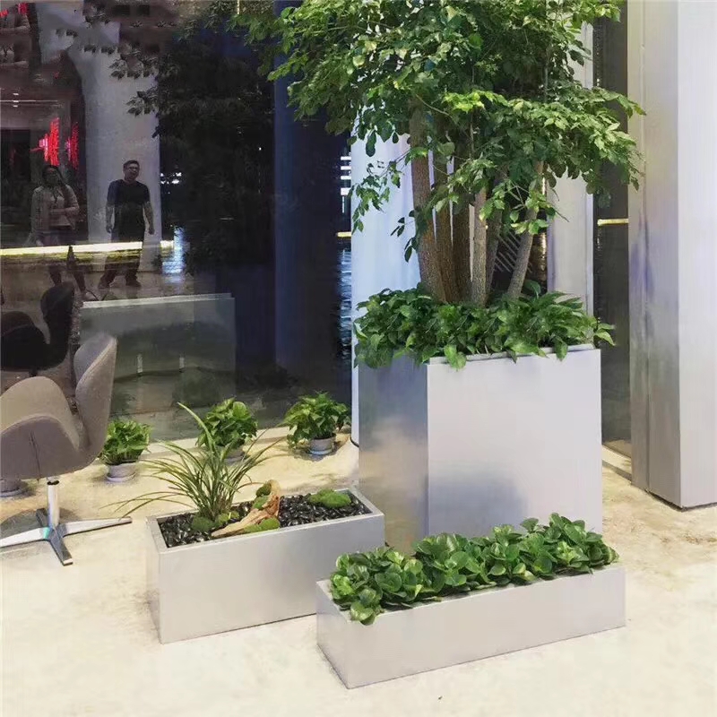 不锈钢长方形花箱绿植景观花盆