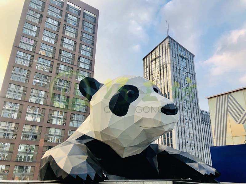可爱卡通熊猫摆件玻璃钢雕塑幼儿园林楼盘装饰户外庭院商美陈广场