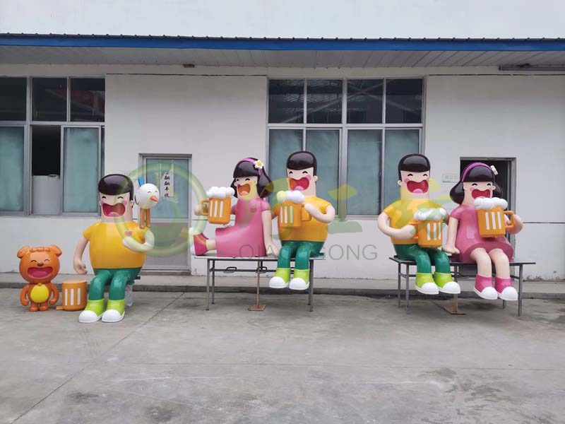 玻璃钢啤酒节卡通人物雕塑广场装饰摆件 玻璃钢啤酒节卡通人物雕塑广场装饰摆件