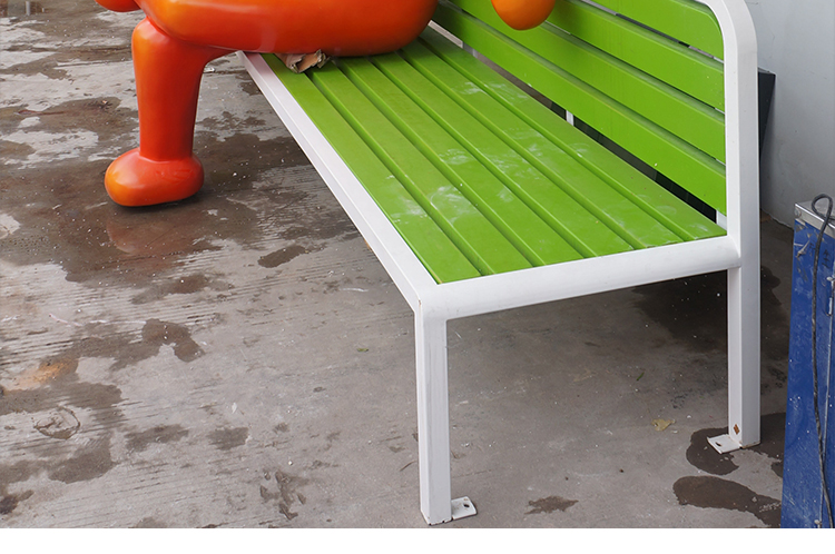 木质长条靠背不锈钢坐凳西红柿玻璃钢雕塑休闲椅