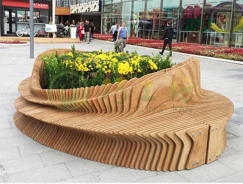 木质异形景观切片座椅商场创意树池坐凳