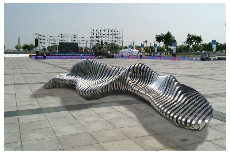 不锈钢切片异形坐凳广场公园艺术休闲座椅