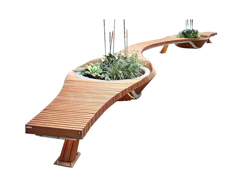 木艺切片绿植花盆景观异形坐凳