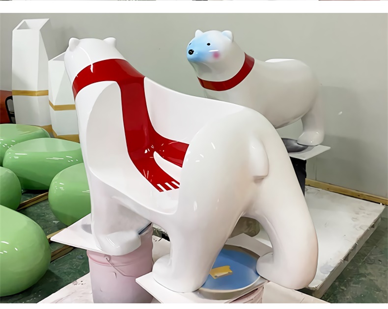 学校幼儿园北极熊卡通雕塑座椅玻璃钢异形坐凳