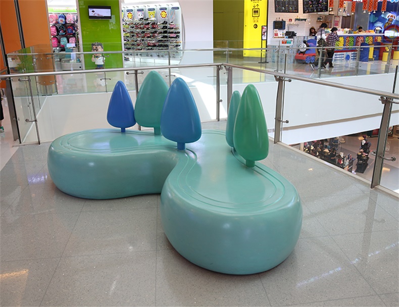 创意玻璃钢心形小树座椅小山靠背户外商场休息凳等候椅