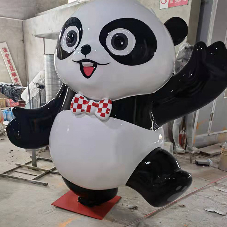 玻璃钢卡通大熊猫雕塑动物景观小品摆件 玻璃钢卡通大熊猫雕塑动物景观小品摆件