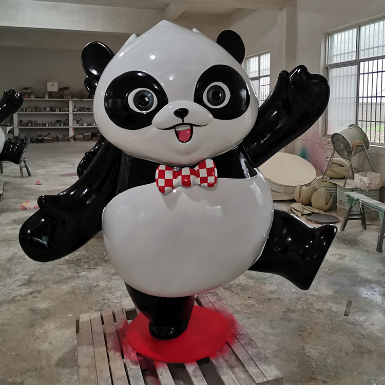 玻璃钢卡通大熊猫雕塑动物景观小品摆件 玻璃钢卡通大熊猫雕塑动物景观小品摆件