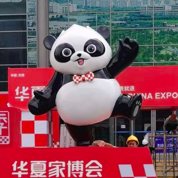玻璃钢卡通大熊猫雕塑动物景观小品摆件
