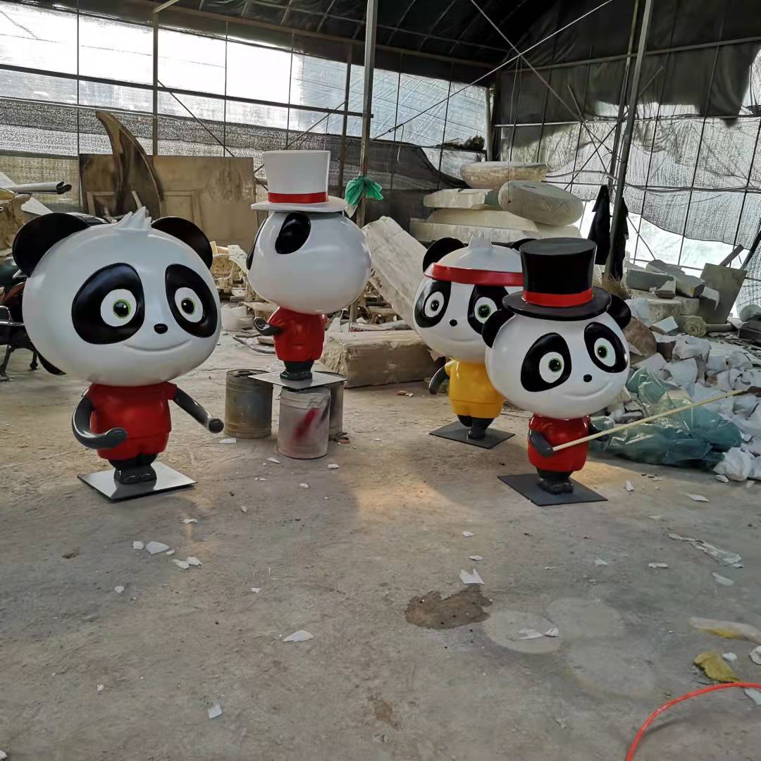 玻璃钢卡通大熊猫雕塑动物景观小品摆件 玻璃钢卡通大熊猫雕塑动物景观小品摆件