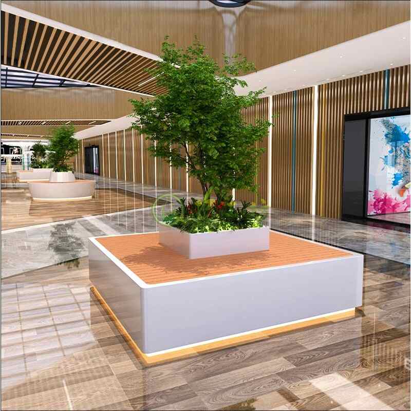 不锈钢方圆形树池坐凳防腐木花坛座椅 不锈钢方圆形树池坐凳防腐木花坛座椅