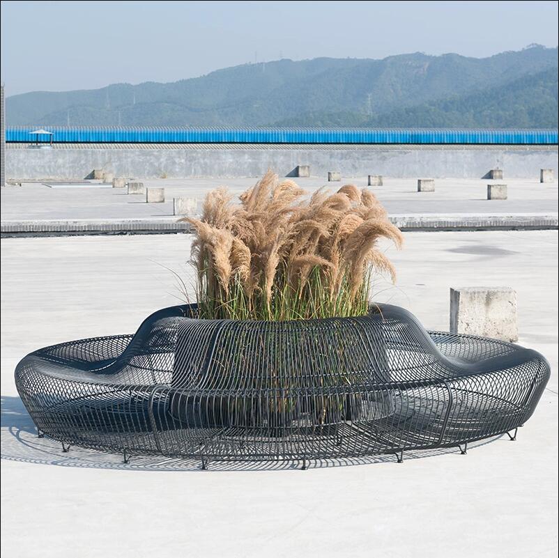 不锈钢镂空树池花坛坐凳景观公园广场座椅 不锈钢镂空树池花坛坐凳景观公园广场座椅