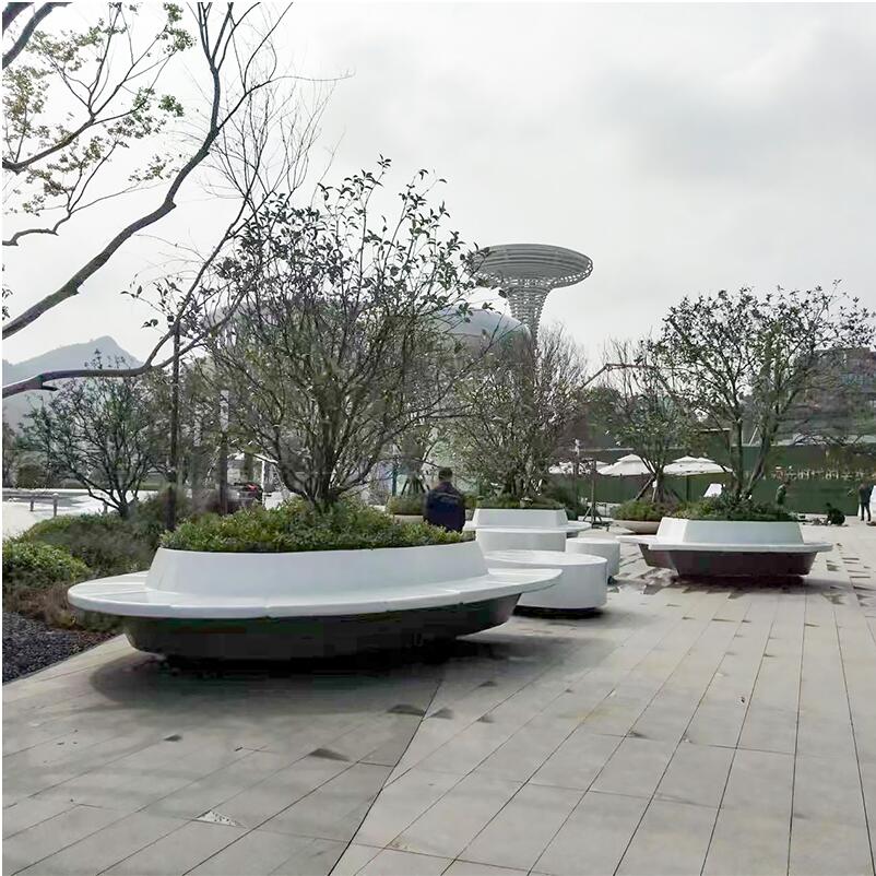 GRC景观花坛坐凳圆形艺术树池 GRC景观花坛坐凳圆形艺术树池