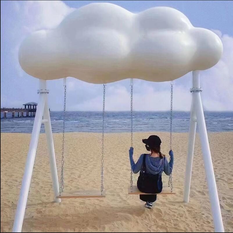 不锈钢网红云朵雕塑美陈景观摆件 不锈钢网红云朵雕塑美陈景观摆件