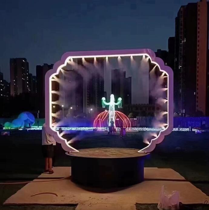 旋转舞台水雾门网红互动美陈打卡装置 旋转舞台水雾门网红互动美陈打卡装置