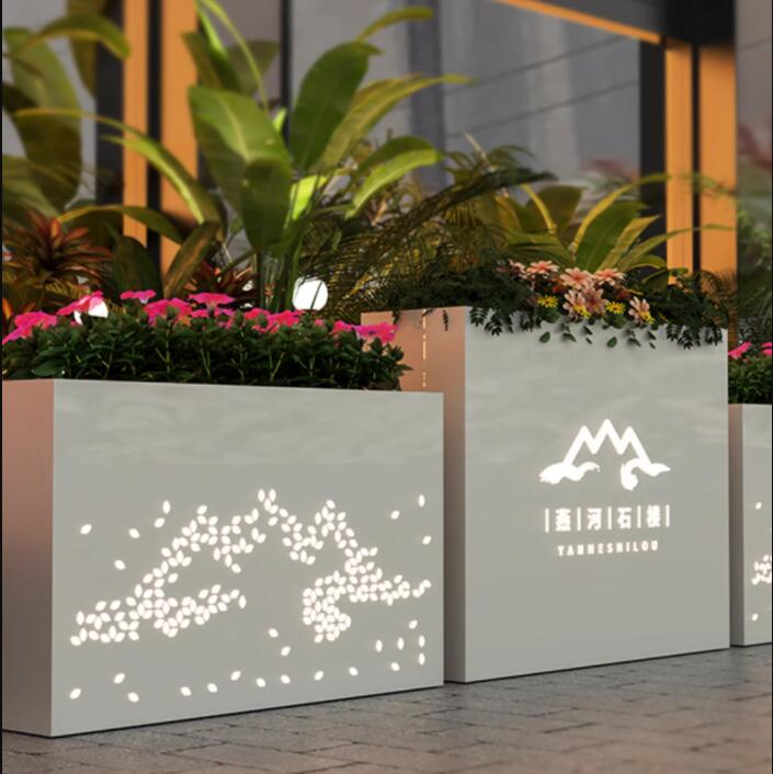 不锈钢花箱长方形市政景观工程花盆 不锈钢花箱长方形市政景观工程花盆