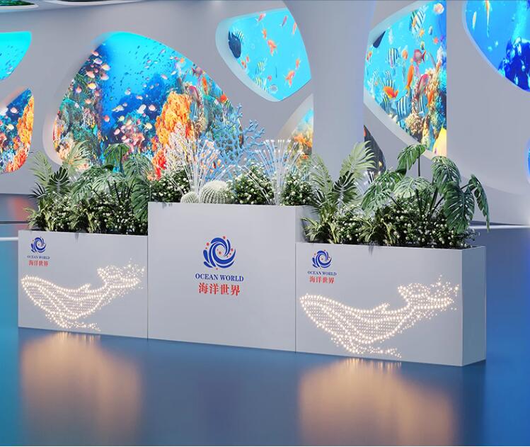 不锈钢长方形花盆景观街区艺术花箱 不锈钢长方形花盆景观街区艺术花箱
