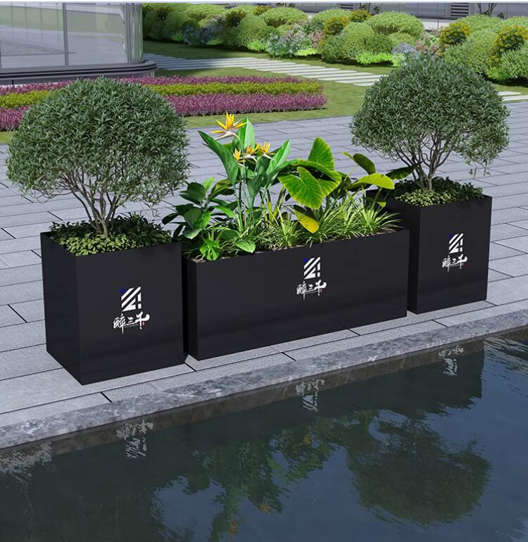不锈钢户外景观花盆长条形市政花箱 不锈钢户外景观花盆长条形市政花箱
